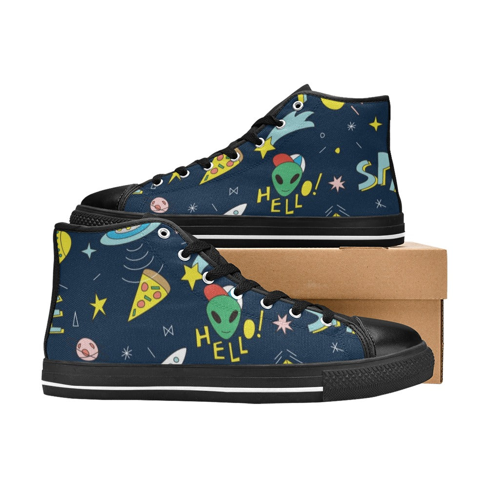 Alien Space - High Top Canvas Shoes for Kids Kids High Top Canvas Shoes