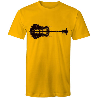 Guitar Reflection - Mens T-Shirt Gold Mens T-shirt Music