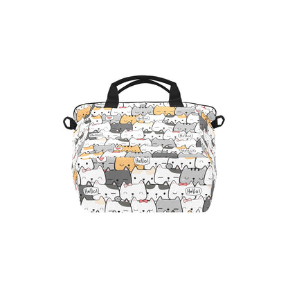 Cat Hello - Tote Bag with Shoulder Strap Nylon Tote Bag