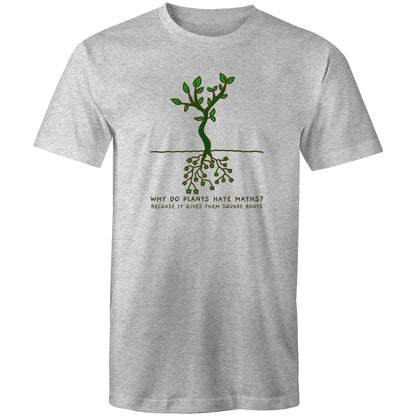 Square Roots - Mens T-Shirt Grey Marle Mens T-shirt Maths Plants Science