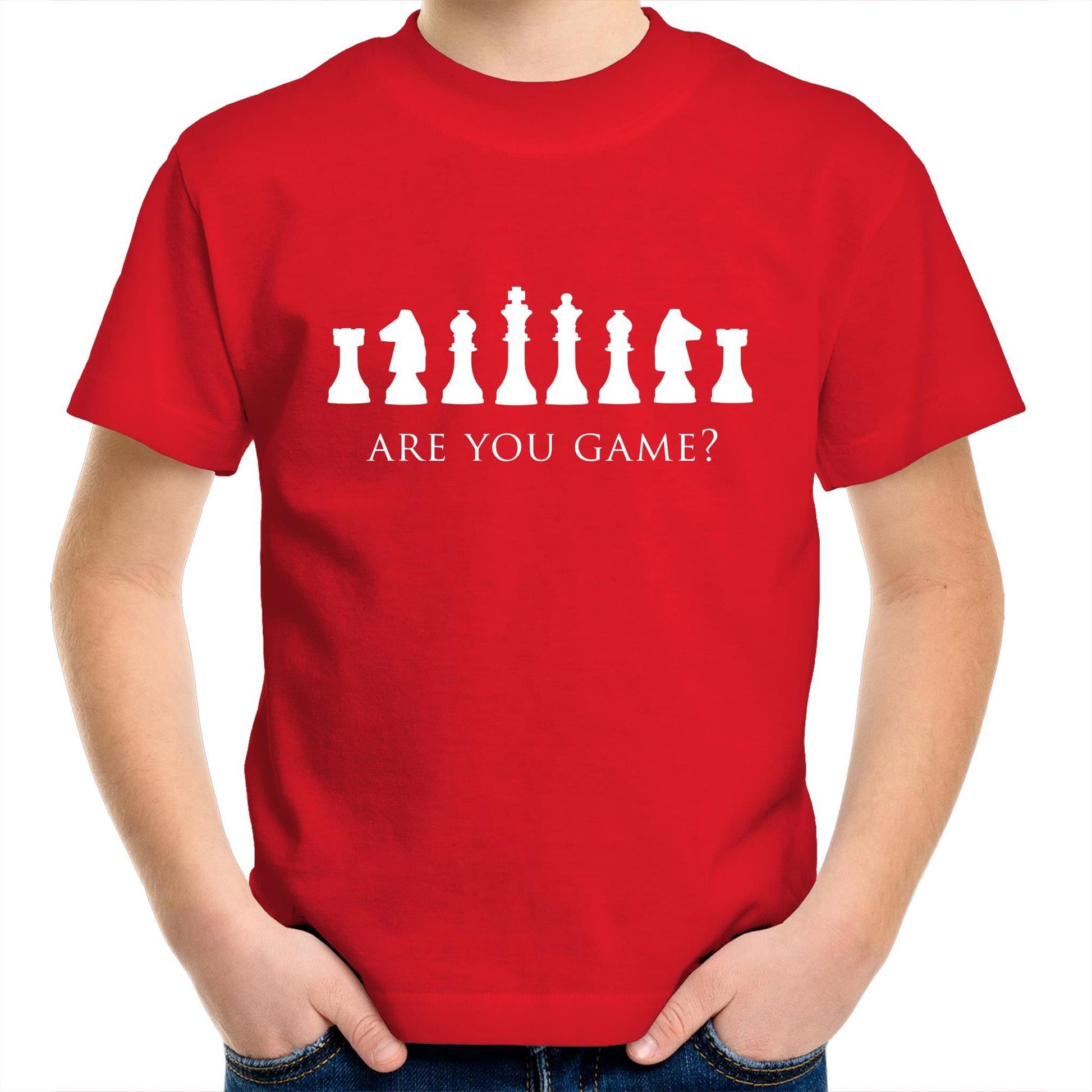 Are You Game - Kids Youth Crew T-shirt Red Kids Youth T-shirt Chess