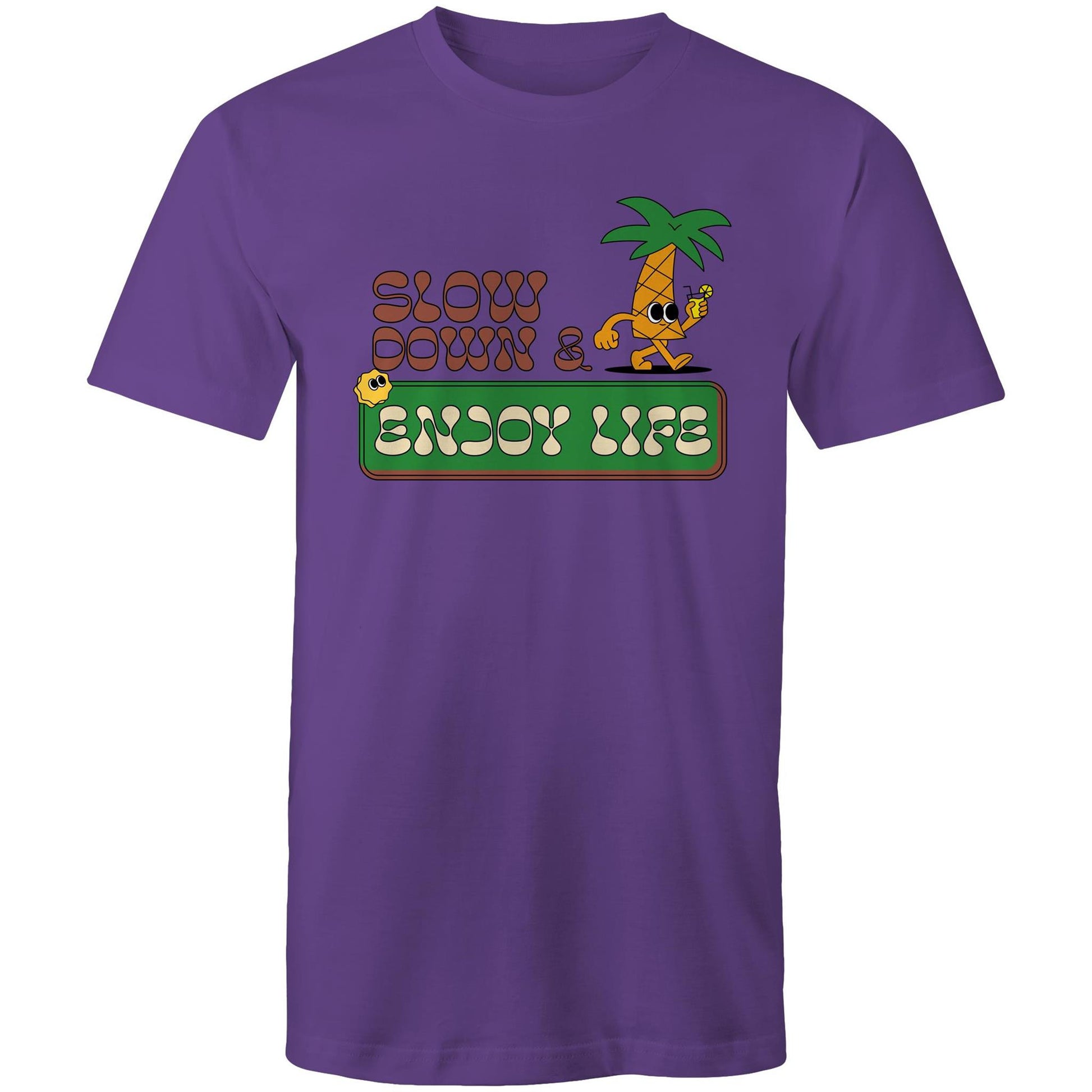 Slow Down & Enjoy Life - Mens T-Shirt Purple Mens T-shirt Motivation Summer