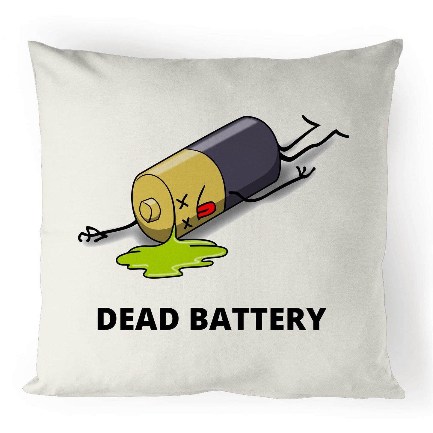 Dead Battery - 100% Linen Cushion Cover Natural One-Size Linen Cushion Cover Funny