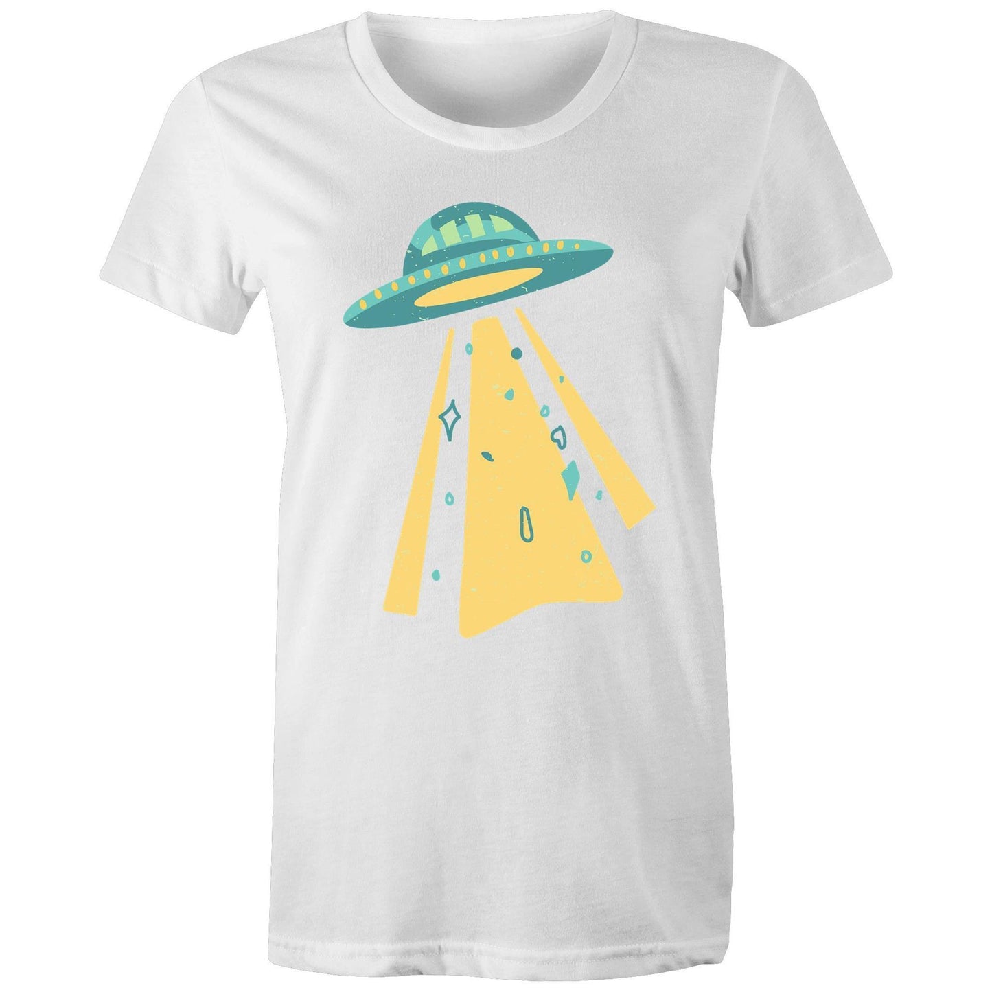 UFO - Women's Maple Tee White Womens T-shirt Retro Sci Fi Space Womens