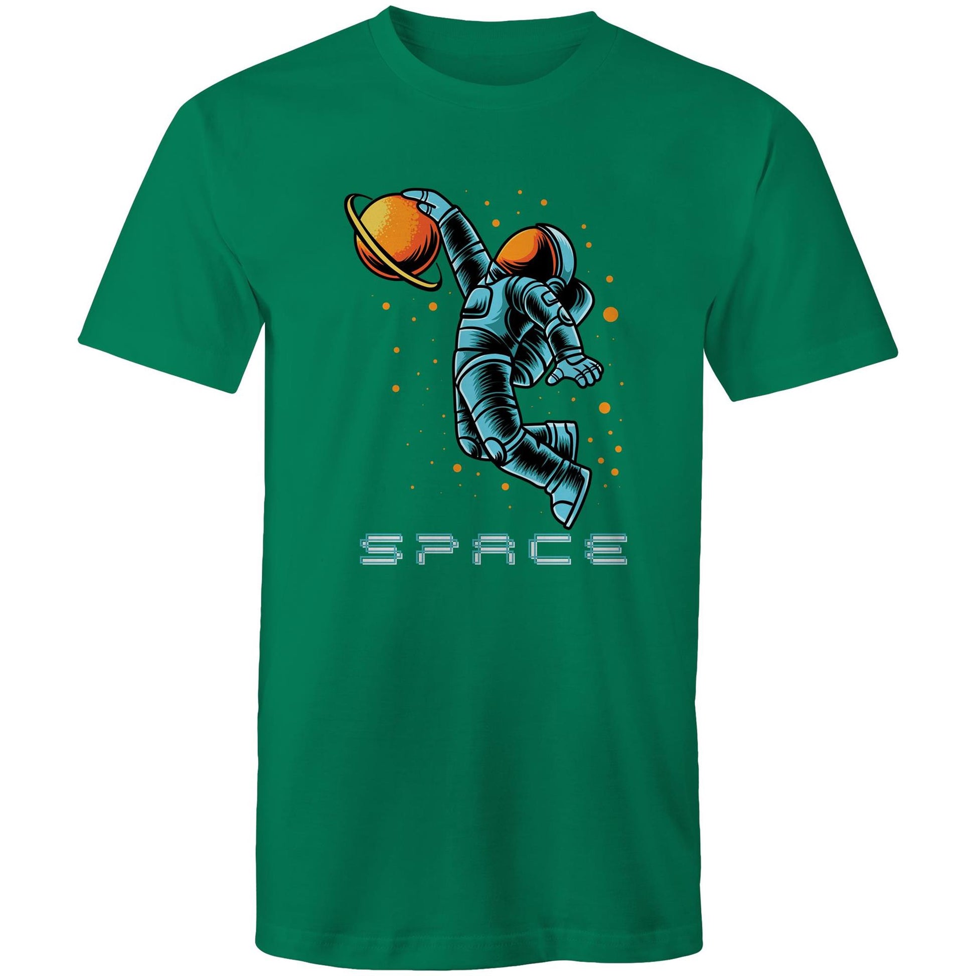 Astronaut Basketball - Mens T-Shirt Kelly Green Mens T-shirt Space