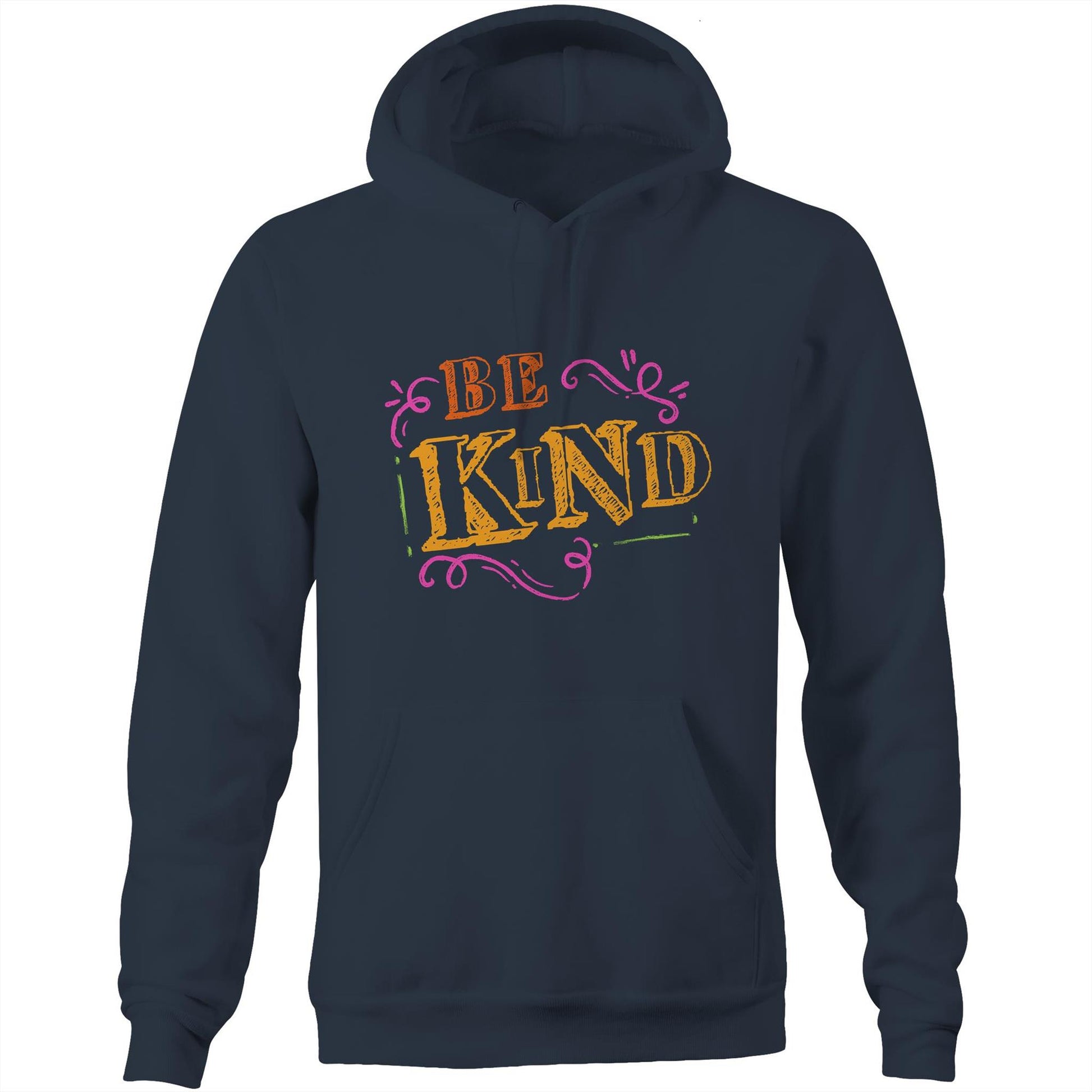 Be Kind - Pocket Hoodie Sweatshirt Navy Hoodie