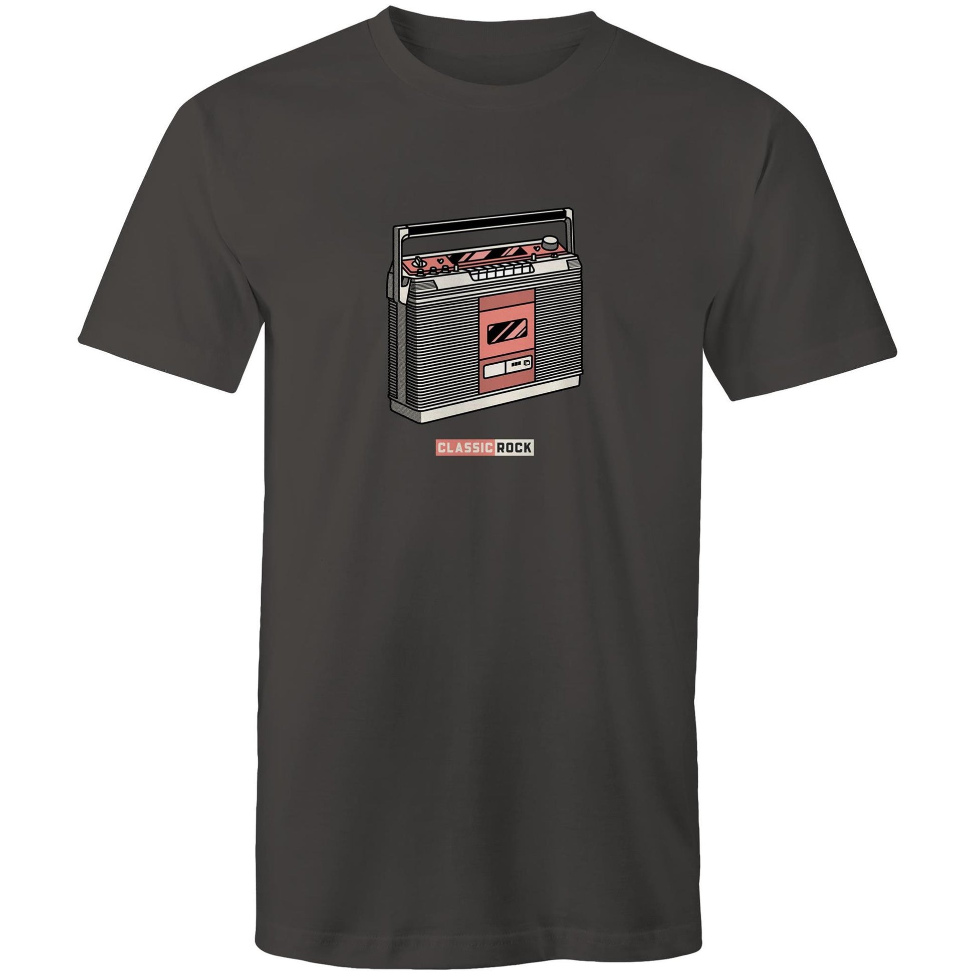 Classic Rock, Cassette Player - Mens T-Shirt Charcoal Mens T-shirt Music Retro