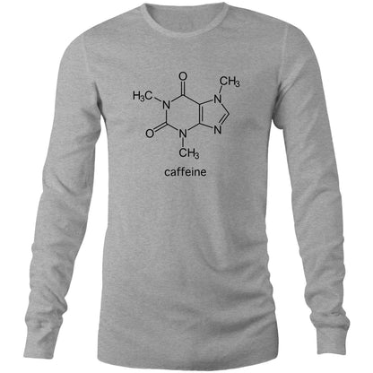 Caffeine Molecule - Long Sleeve T-Shirt Grey Marle Unisex Long Sleeve T-shirt Coffee Mens Science Womens
