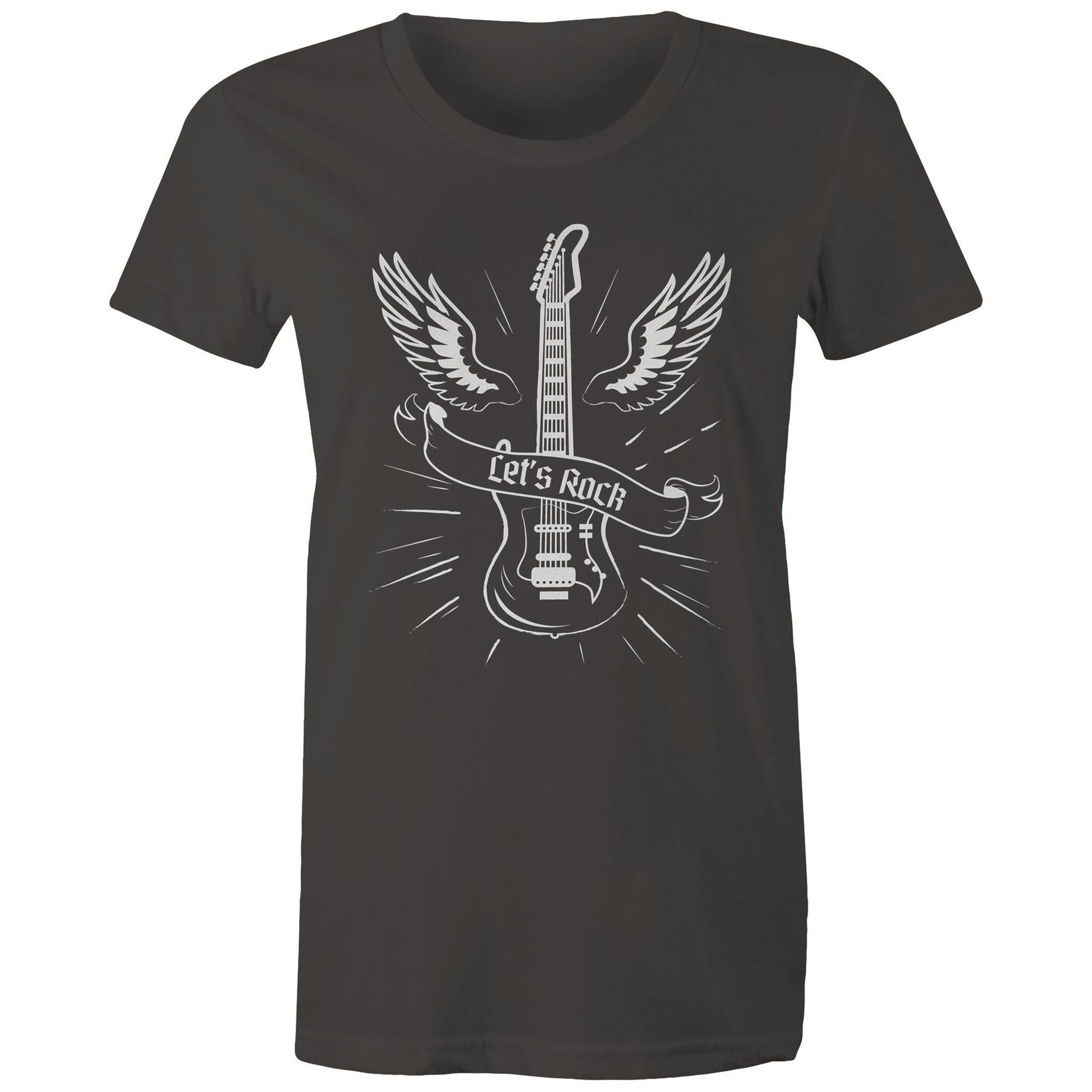 Let's Rock - Womens T-shirt Charcoal Womens T-shirt Music