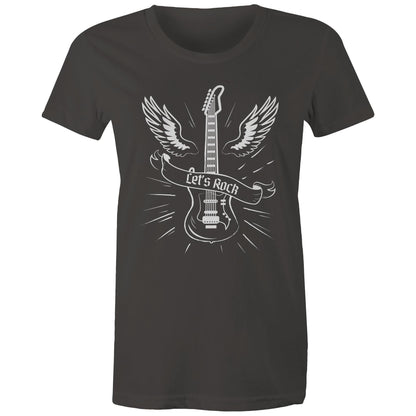 Let's Rock - Womens T-shirt Charcoal Womens T-shirt Music