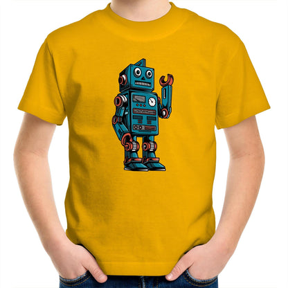 Robot - Kids Youth Crew T-Shirt Gold Kids Youth T-shirt Sci Fi