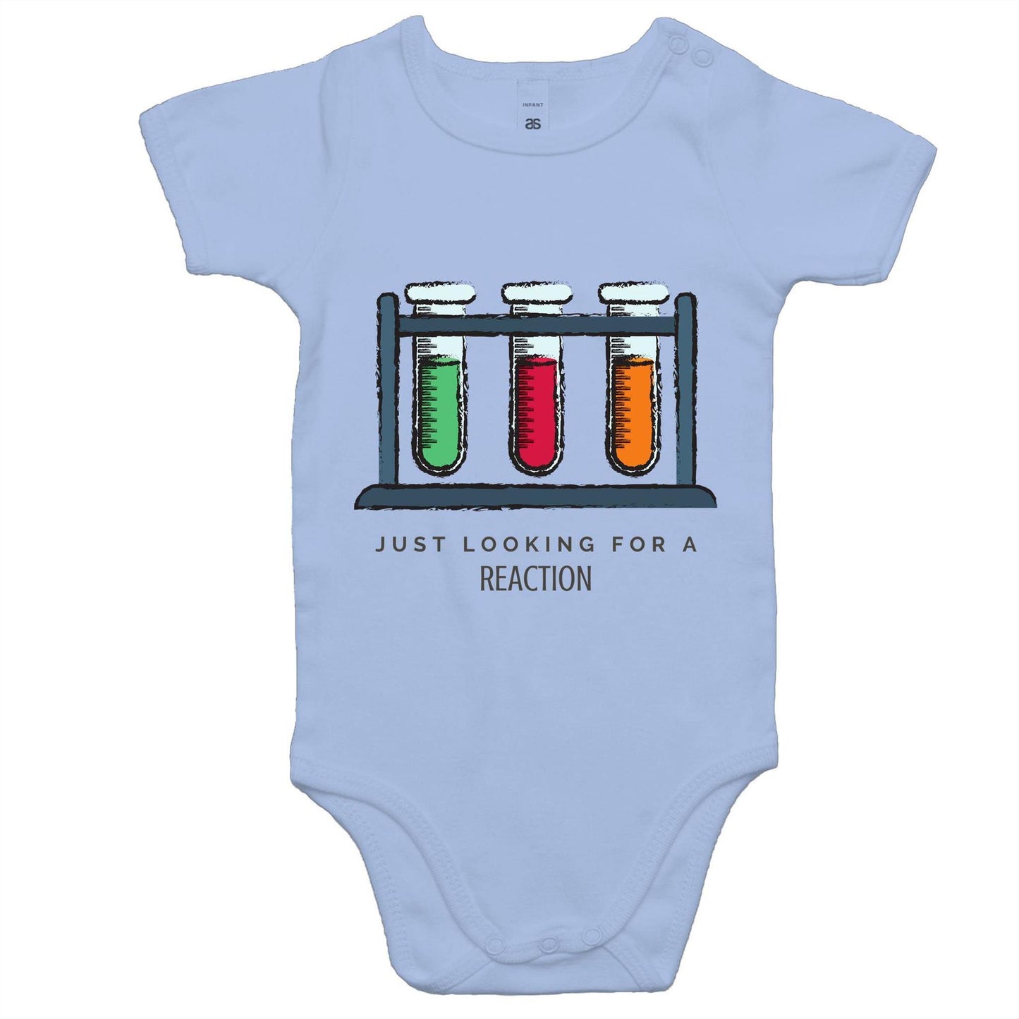 Test Tube, Just Looking For A Reaction - Baby Bodysuit Powder Blue Baby Bodysuit kids Science