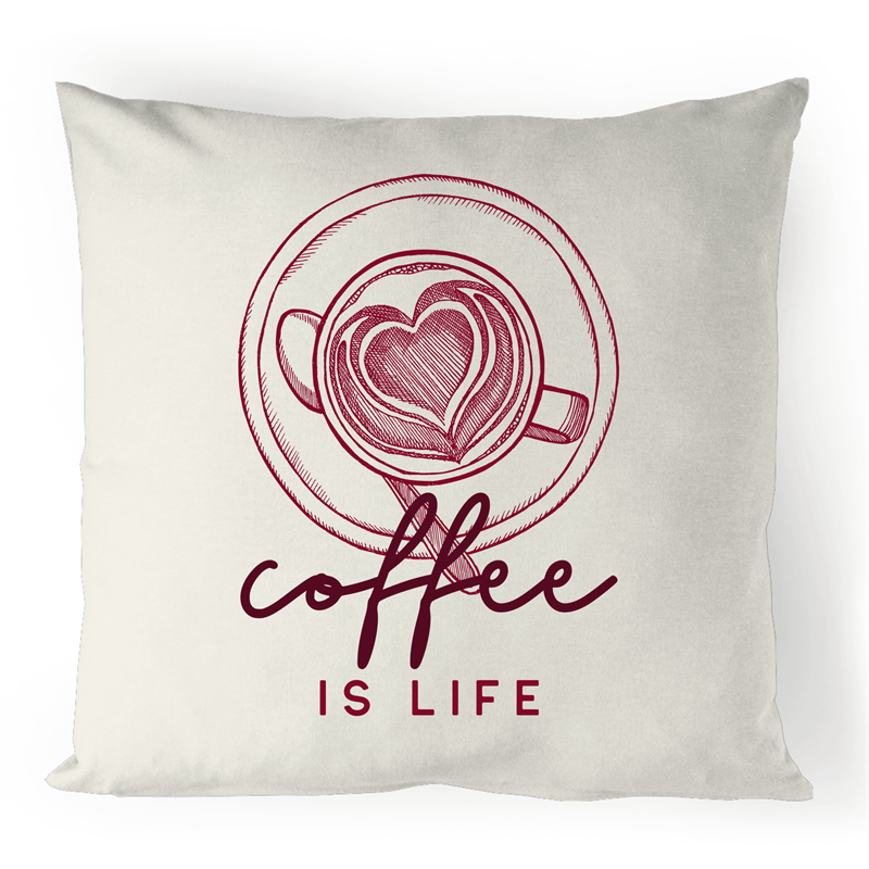 Coffee Is Life - 100% Linen Cushion Cover Natural One-Size Linen Cushion Cover Coffee