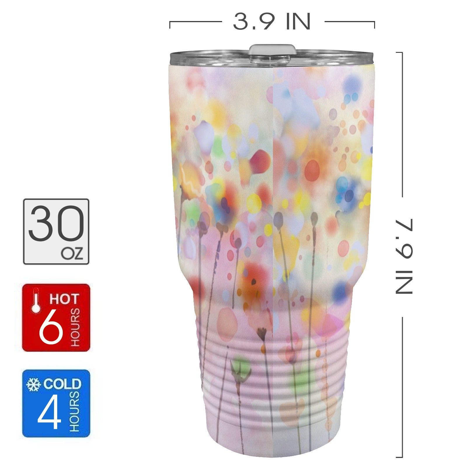 Floral Watercolour - 30oz Insulated Stainless Steel Mobile Tumbler 30oz Insulated Stainless Steel Mobile Tumbler Plants