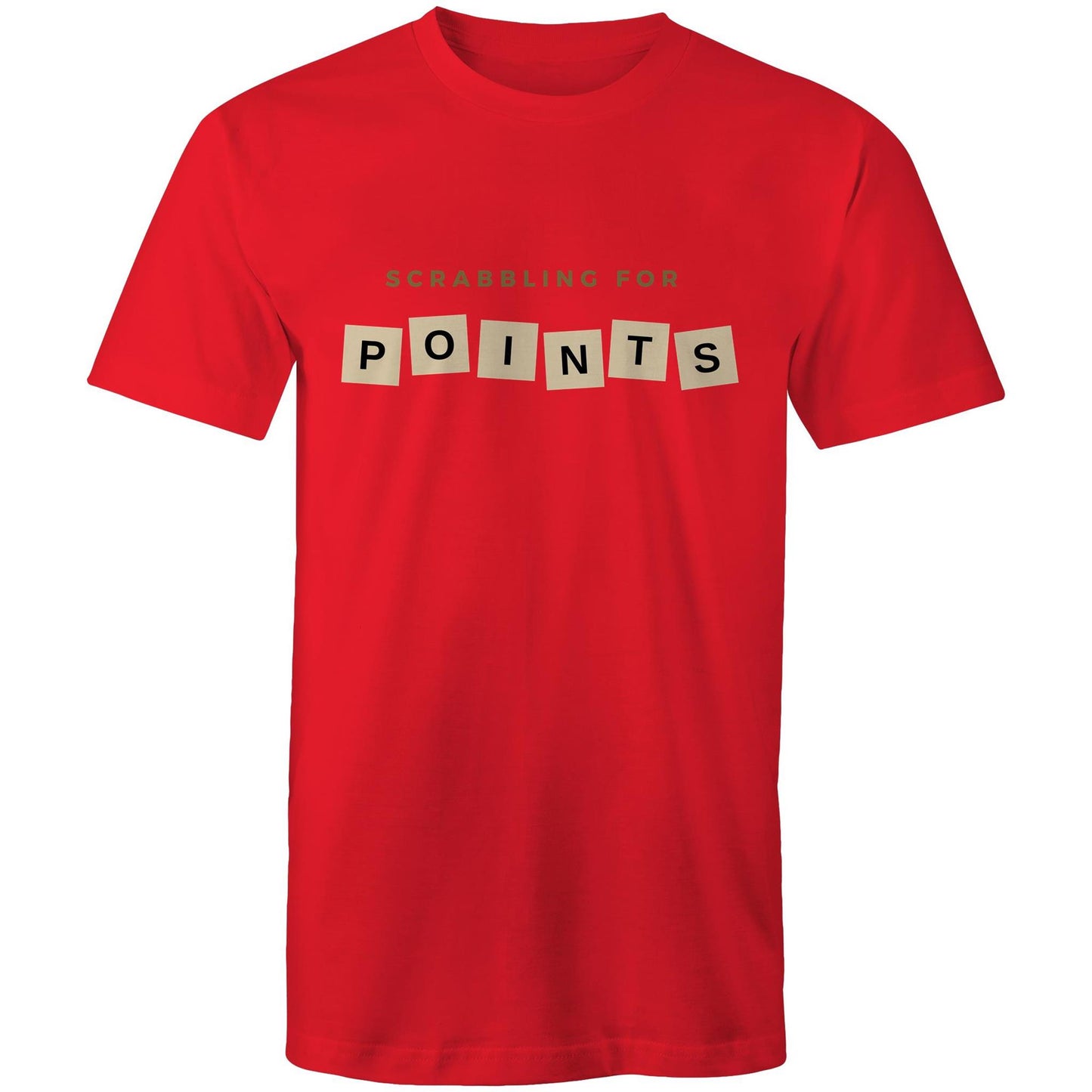 Scrabbling For Points - Mens T-Shirt Red Mens T-shirt Games