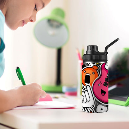 Sticker Music - Kids Water Bottle with Chug Lid (12 oz) Kids Water Bottle with Chug Lid