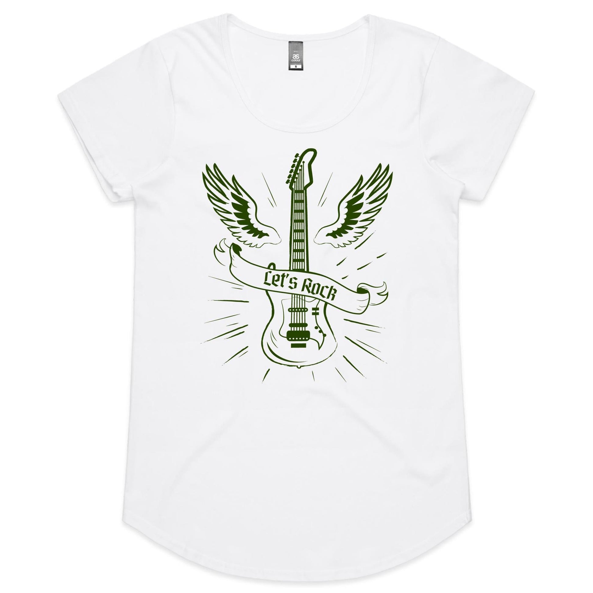 Let's Rock - Womens Scoop Neck T-Shirt White Womens Scoop Neck T-shirt Music