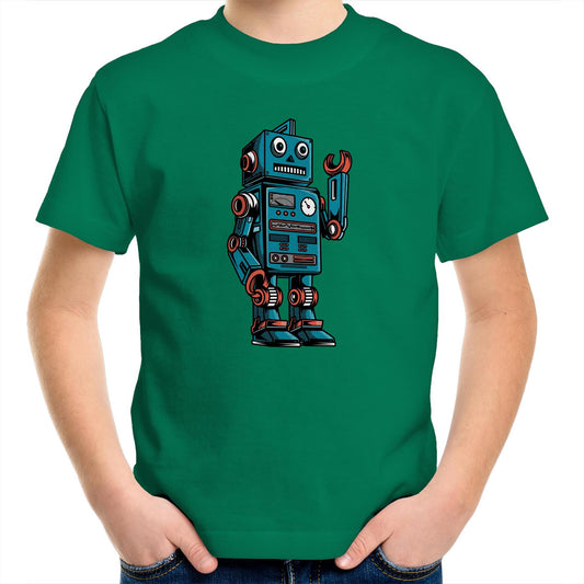 Robot - Kids Youth Crew T-Shirt Kelly Green Kids Youth T-shirt Sci Fi