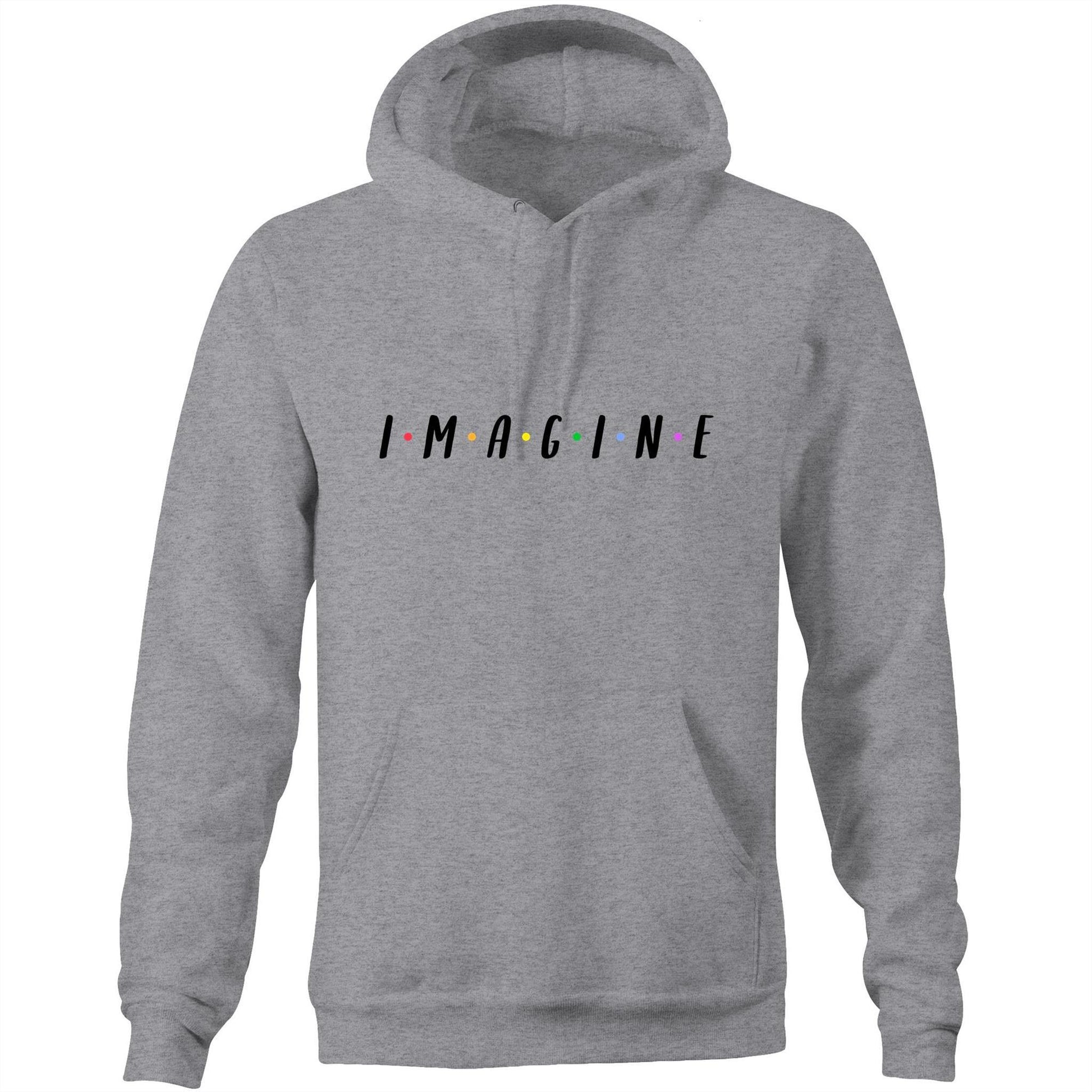 Imagine - Pocket Hoodie Sweatshirt Grey Marle Hoodie Mens Womens