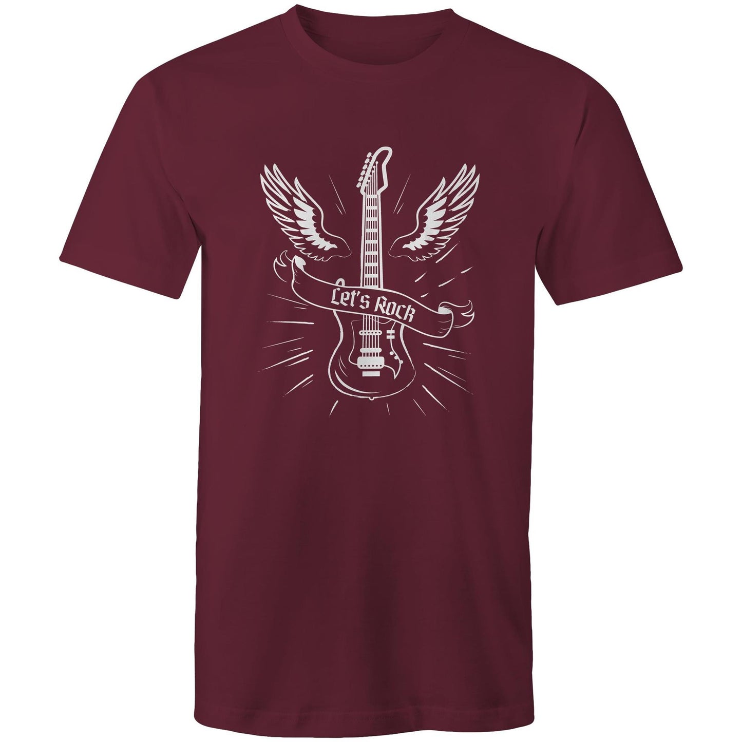 Let's Rock - Mens T-Shirt Burgundy Mens T-shirt Music