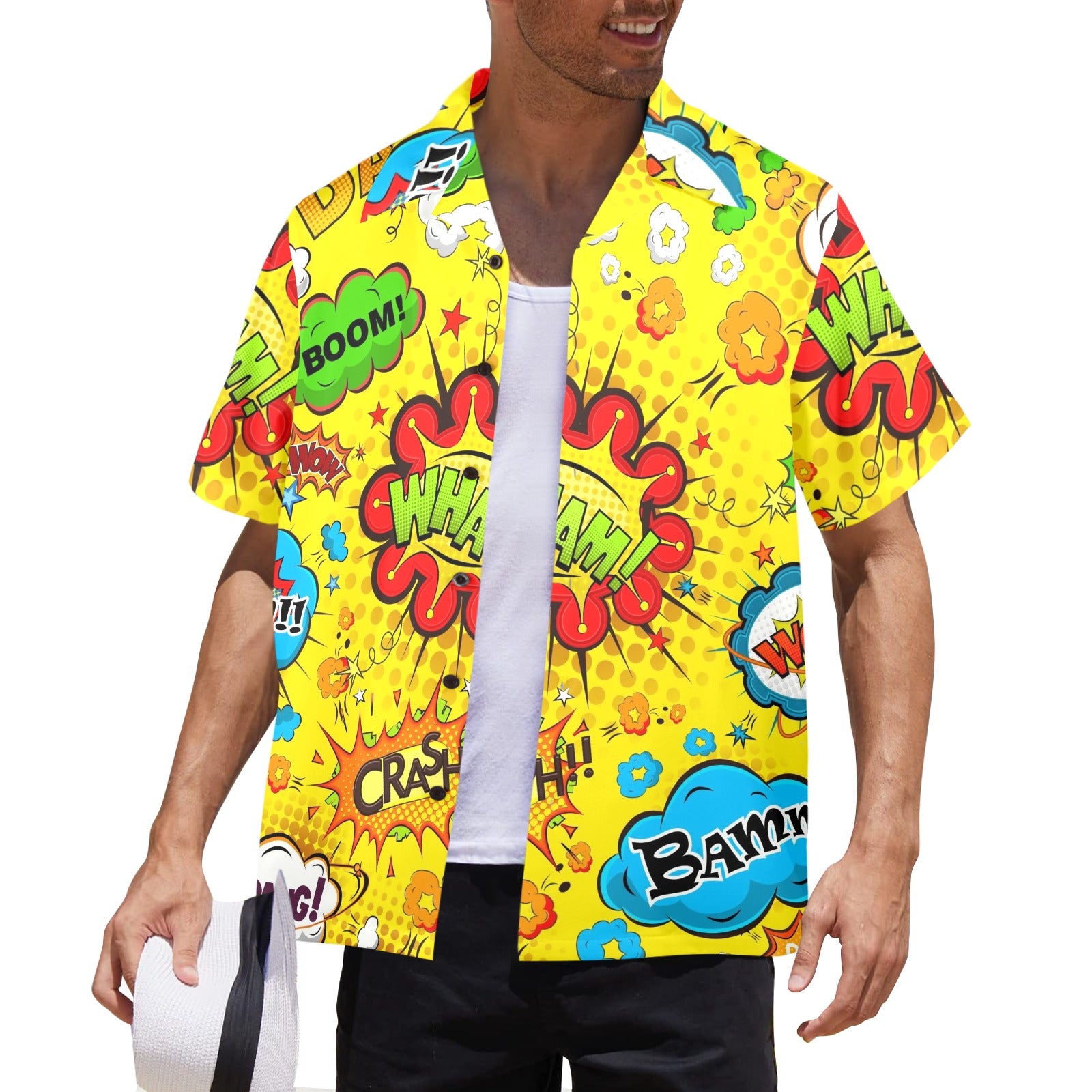 Comic Book Yellow - Mens Hawaiian Shirt Mens Hawaiian Shirt