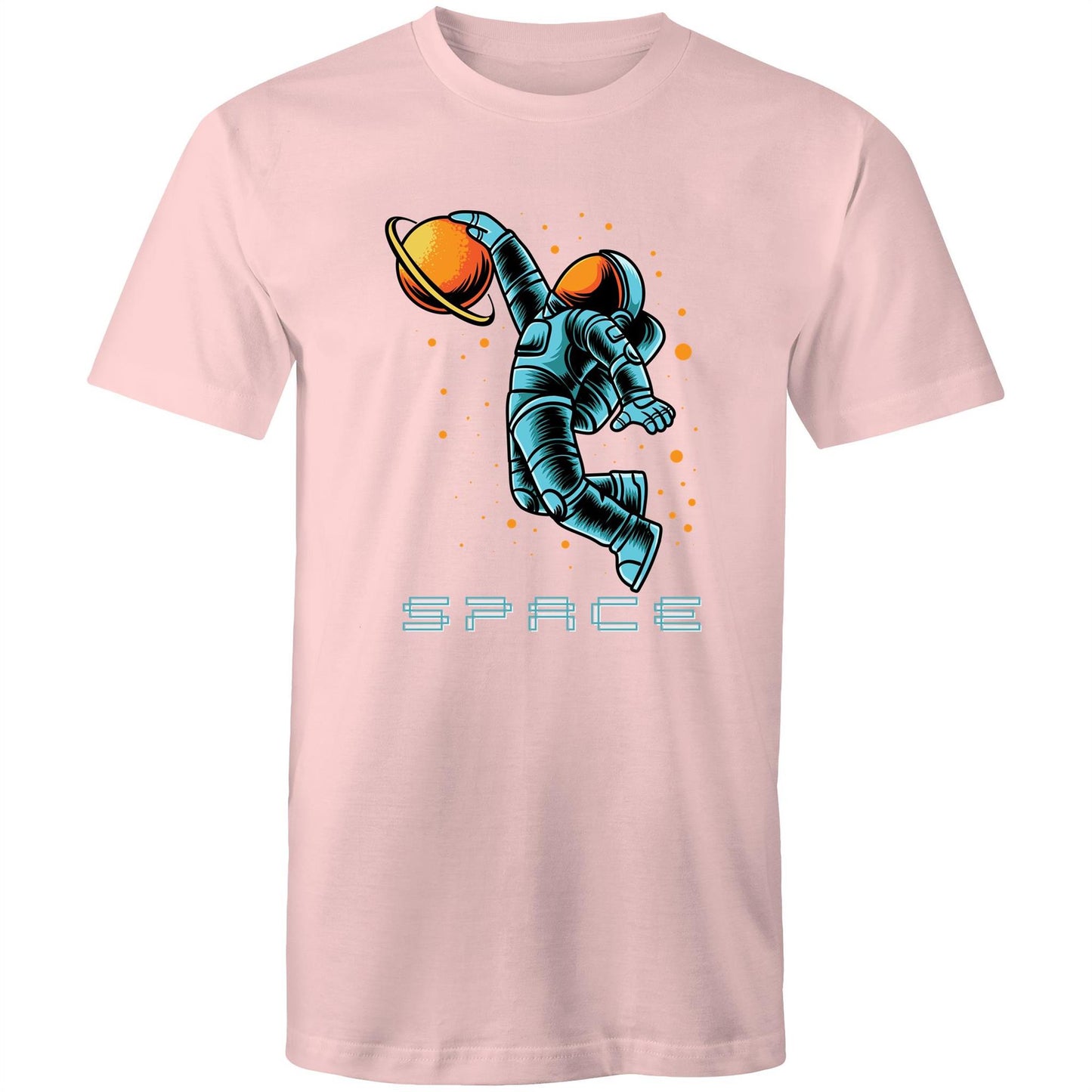 Astronaut Basketball - Mens T-Shirt Pink Mens T-shirt Space