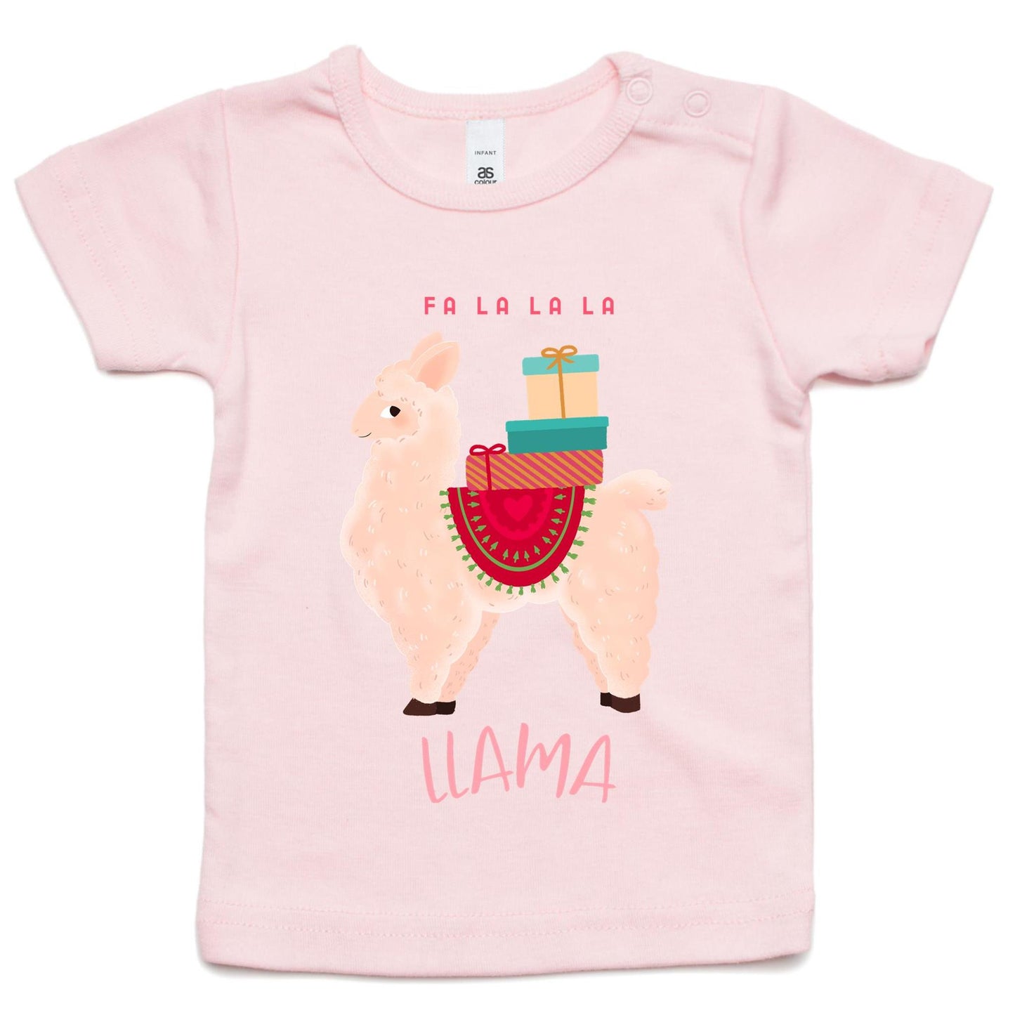 Llama Christmas - Baby T-shirt Pink Christmas Baby T-shirt Merry Christmas
