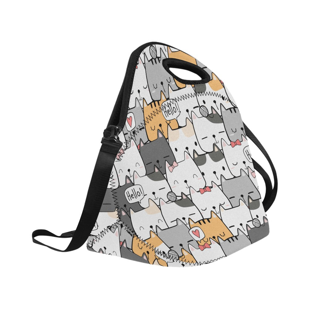 Cat Hello - Neoprene Lunch Bag/Large Neoprene Lunch Bag/Large animal Printed Offshore