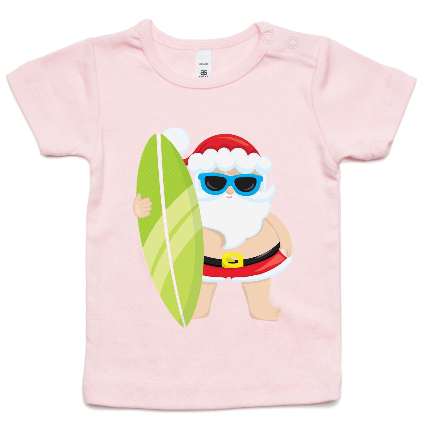 Surf Santa - Baby T-shirt Pink Christmas Baby T-shirt Merry Christmas