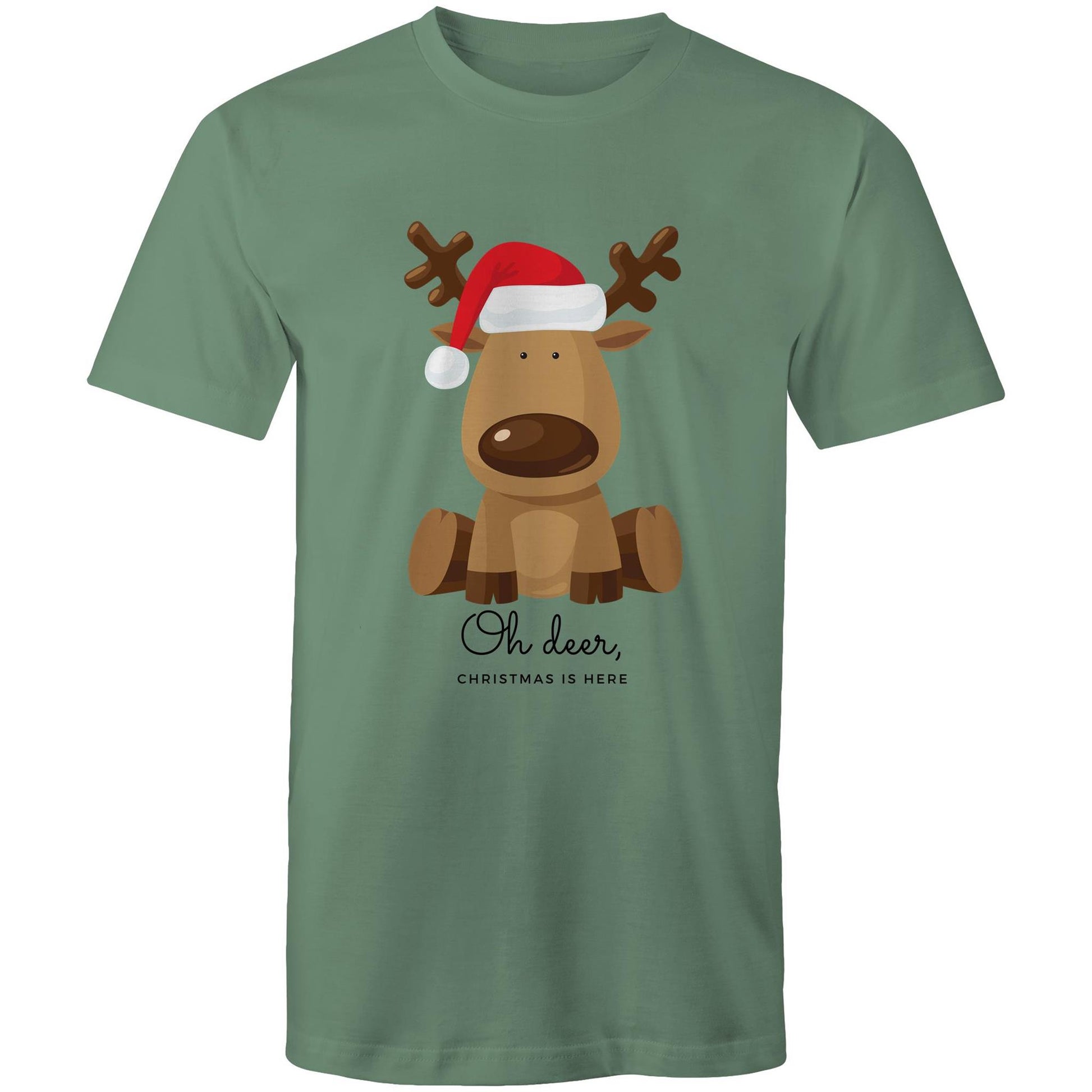 Oh Deer, Christmas Is Here - Mens T-Shirt Sage Christmas Mens T-shirt Merry Christmas