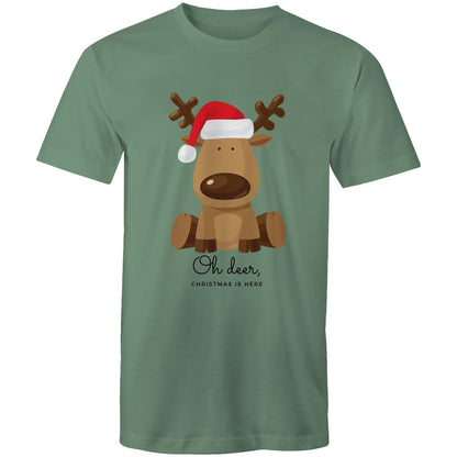 Oh Deer, Christmas Is Here - Mens T-Shirt Sage Christmas Mens T-shirt Merry Christmas