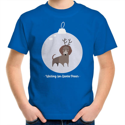 Santa Paws - Kids Youth Crew T-Shirt Bright Royal Christmas Kids T-shirt Merry Christmas