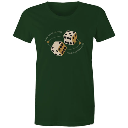 Dice, Take Your Chances - Womens T-shirt Forest Green Womens T-shirt Games
