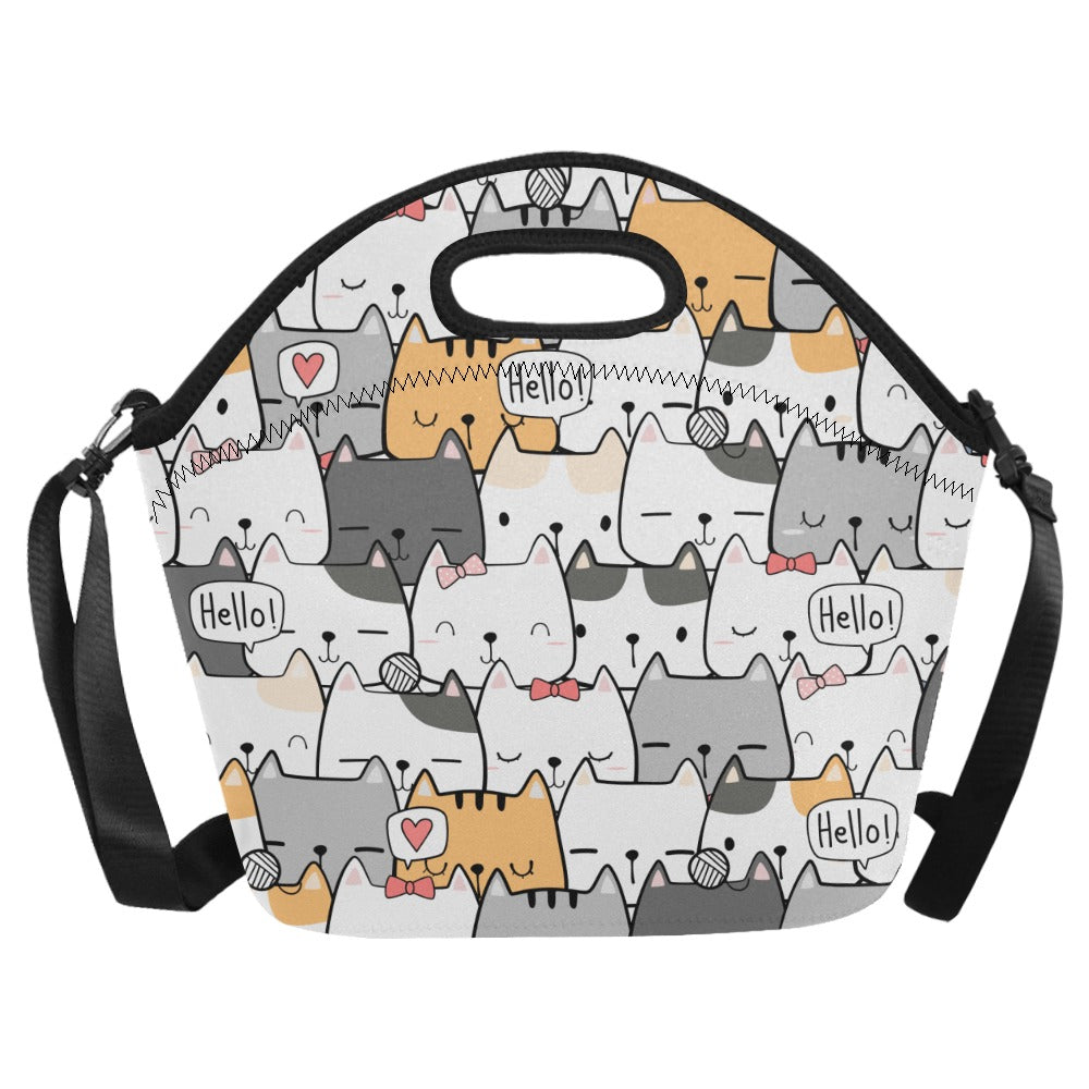 Cat Hello - Neoprene Lunch Bag/Large Neoprene Lunch Bag/Large animal Printed Offshore