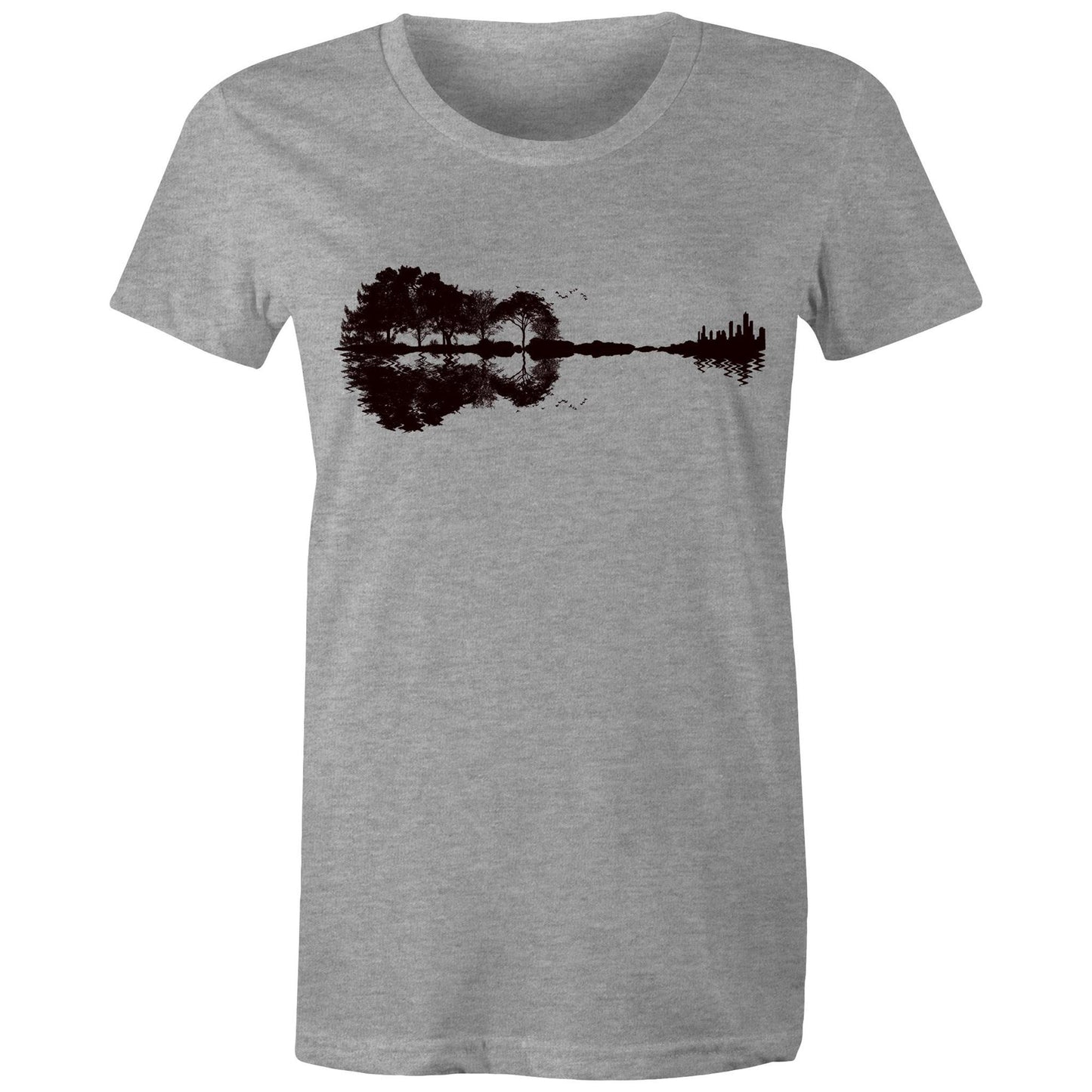 Guitar Reflection - Womens T-shirt Grey Marle Womens T-shirt Music