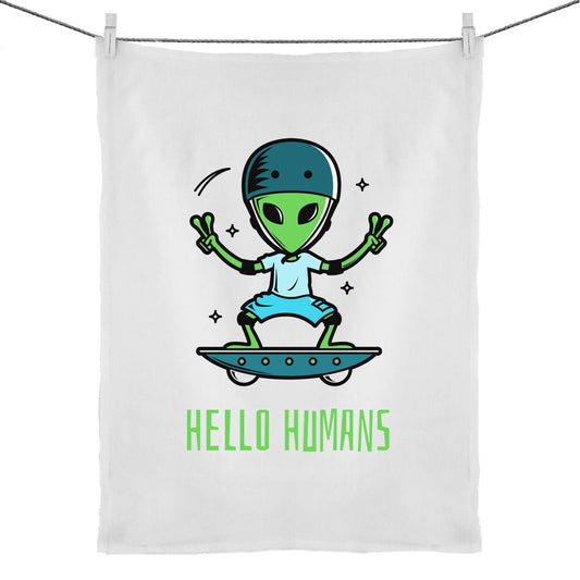 Alien, Hello Humans - 50% Linen 50% Cotton Tea Towel Default Title Tea Towel