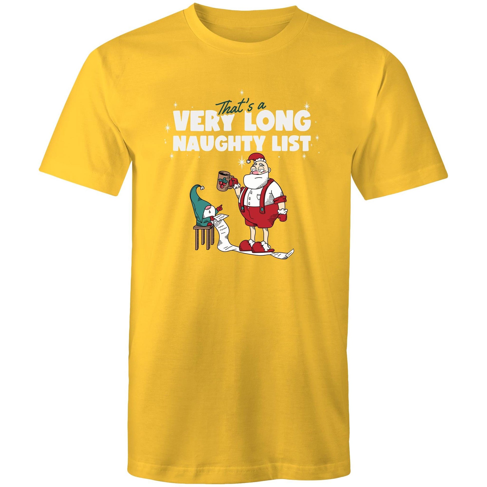 Santa's Naughty List - Mens T-Shirt Yellow Christmas Mens T-shirt Merry Christmas