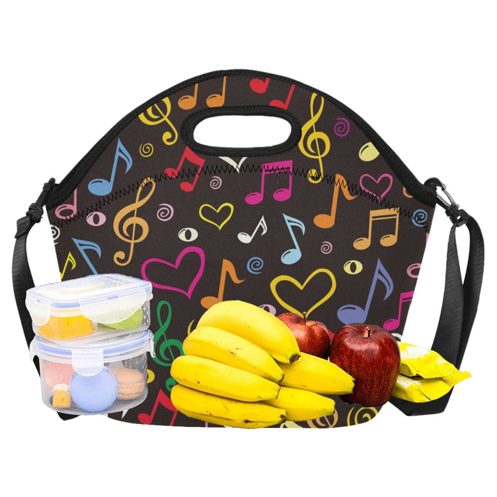 Music Notes - Neoprene Lunch Bag/Large Neoprene Lunch Bag/Large Music