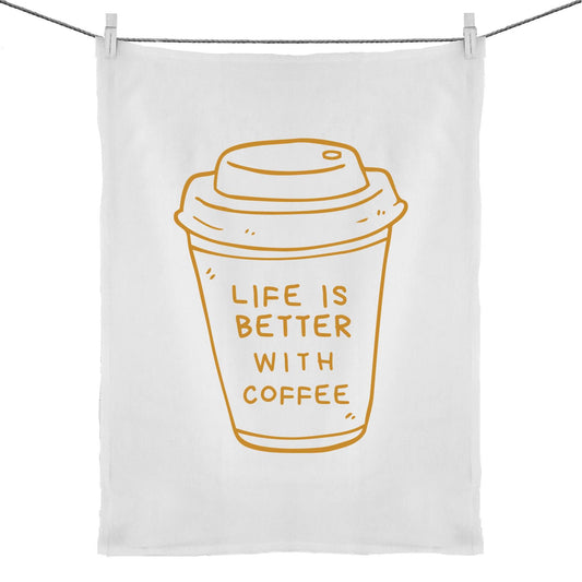 Life Is Better With Coffee - 50% Linen 50% Cotton Tea Towel Default Title Tea Towel