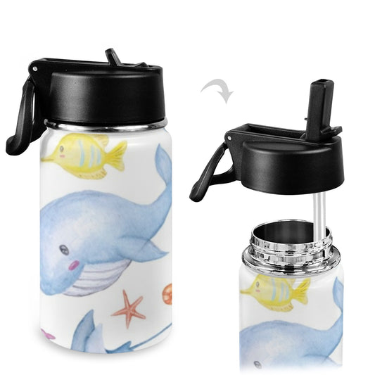 Under The Sea - Kids Water Bottle with Straw Lid (12 oz) Kids Water Bottle with Straw Lid