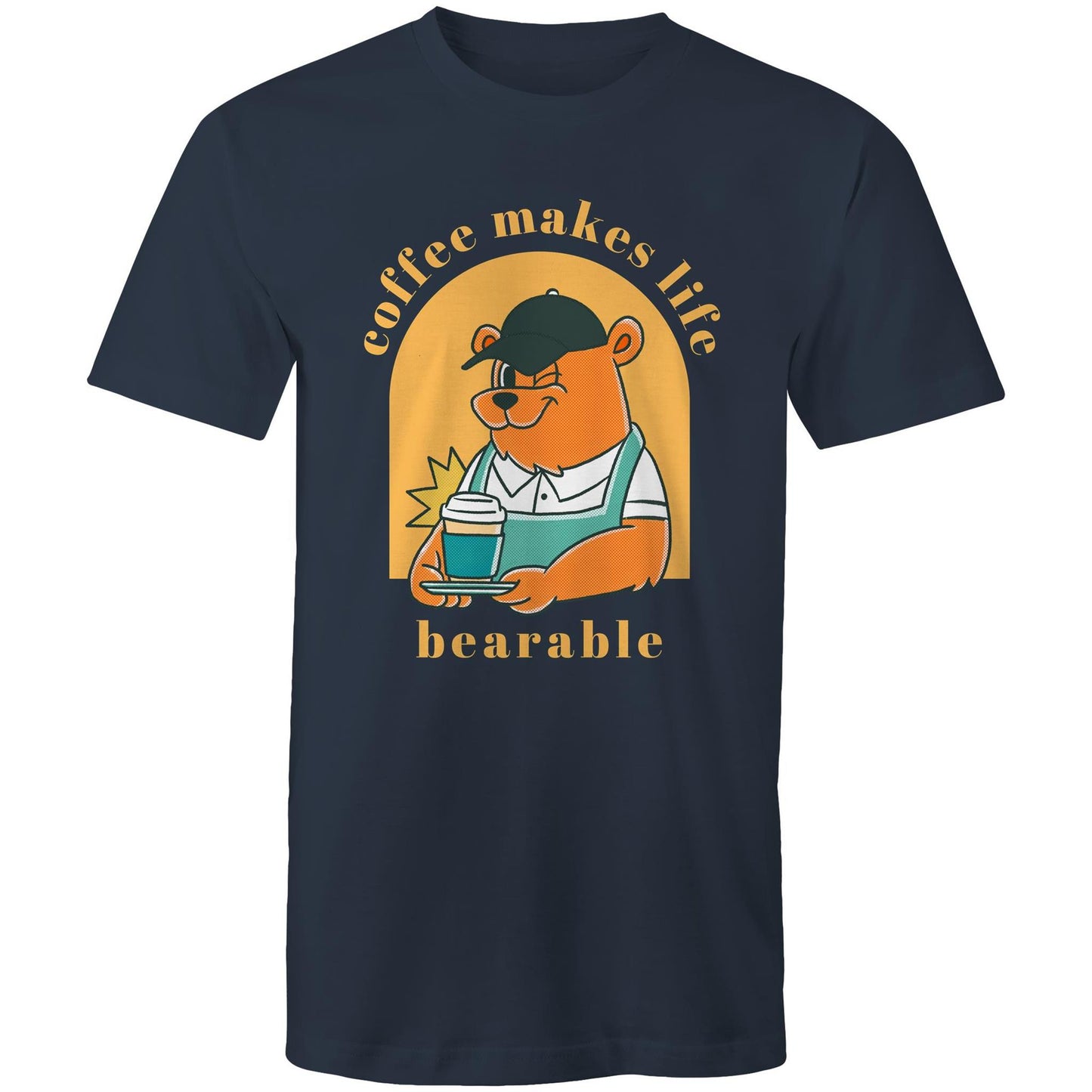 Coffee Makes Life Bearable - Mens T-Shirt Navy Mens T-shirt animal Coffee
