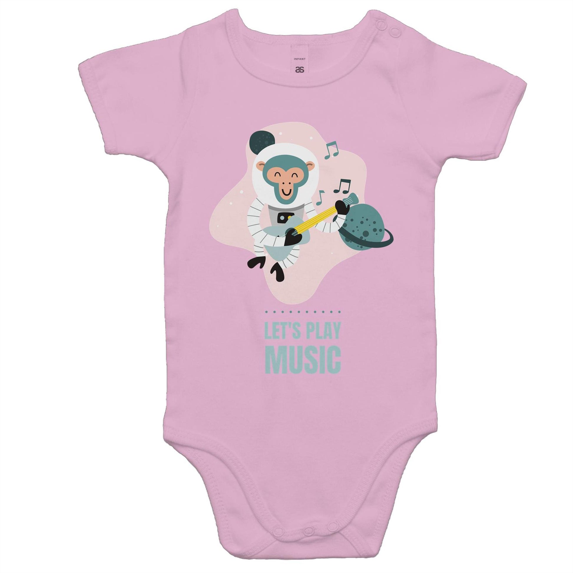 Let's Play Music - Baby Bodysuit Pink Baby Bodysuit animal Dad Music Space