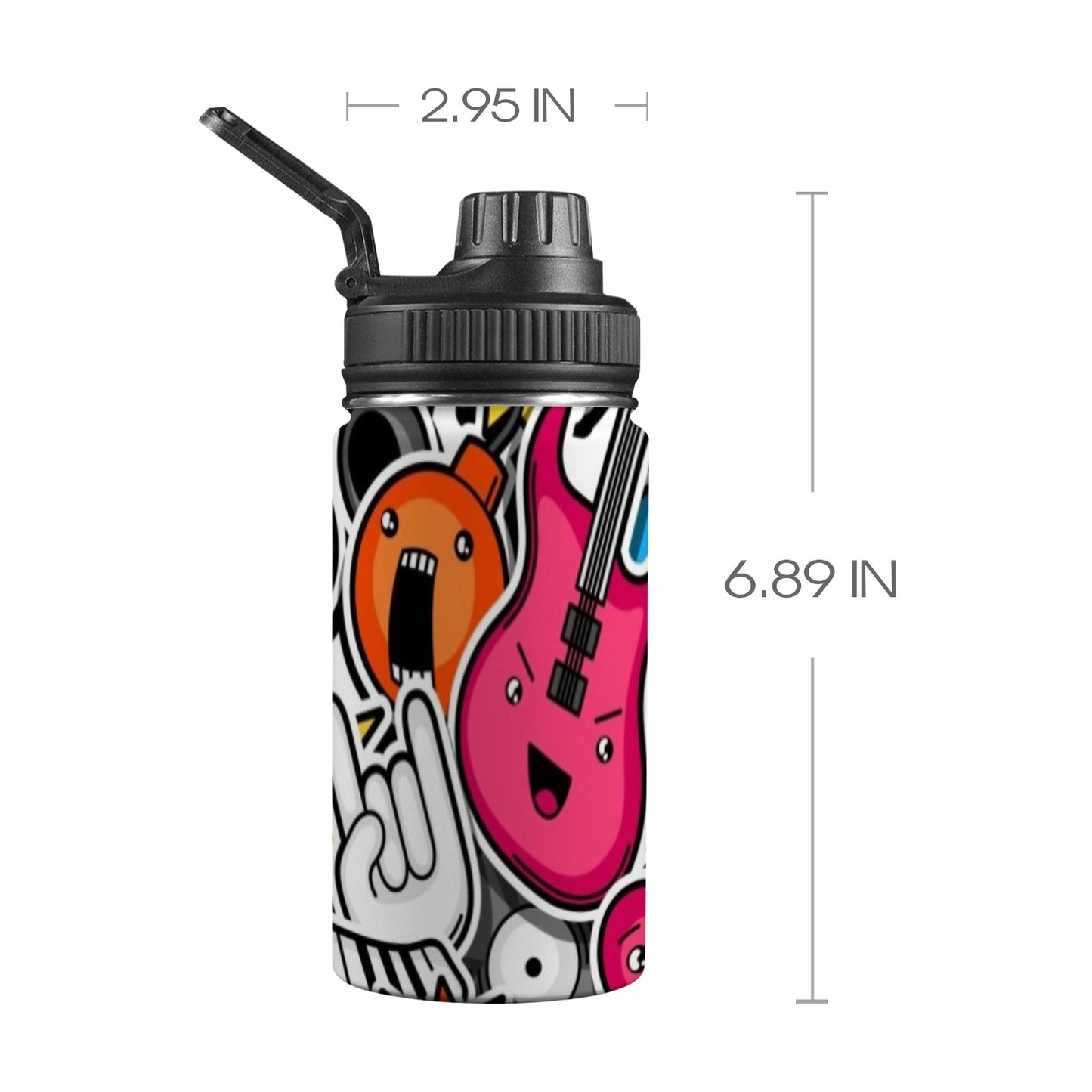 Sticker Music - Kids Water Bottle with Chug Lid (12 oz) Kids Water Bottle with Chug Lid Printed Offshore