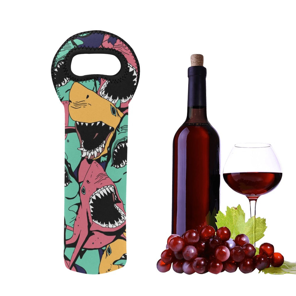 Scary Sharks - Neoprene Wine Bag Wine Bag Printed Offshore