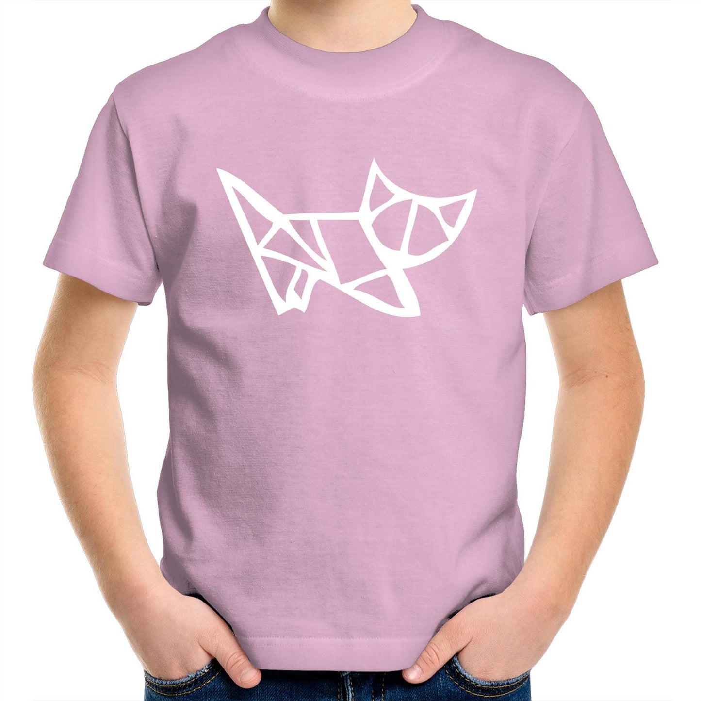 Origami Kitten - Kids Youth Crew T-Shirt Pink Kids Youth T-shirt animal