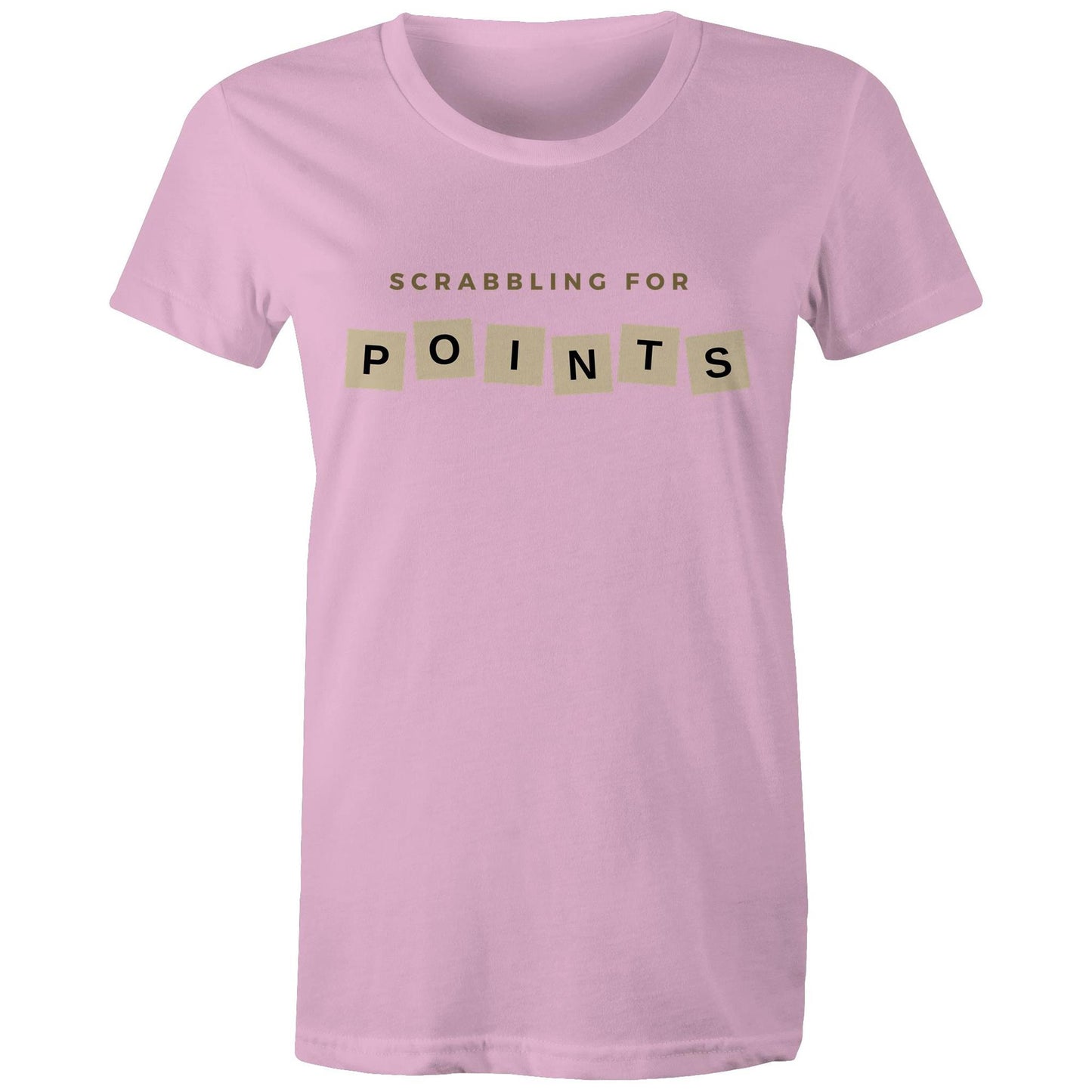 Scrabbling For Points - Womens T-shirt Pink Womens T-shirt Games