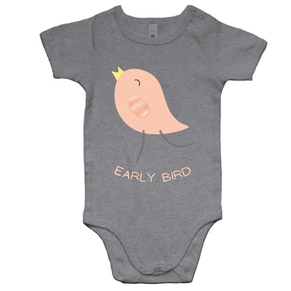 Early Bird - Baby Bodysuit Grey Marle Baby Bodysuit animal
