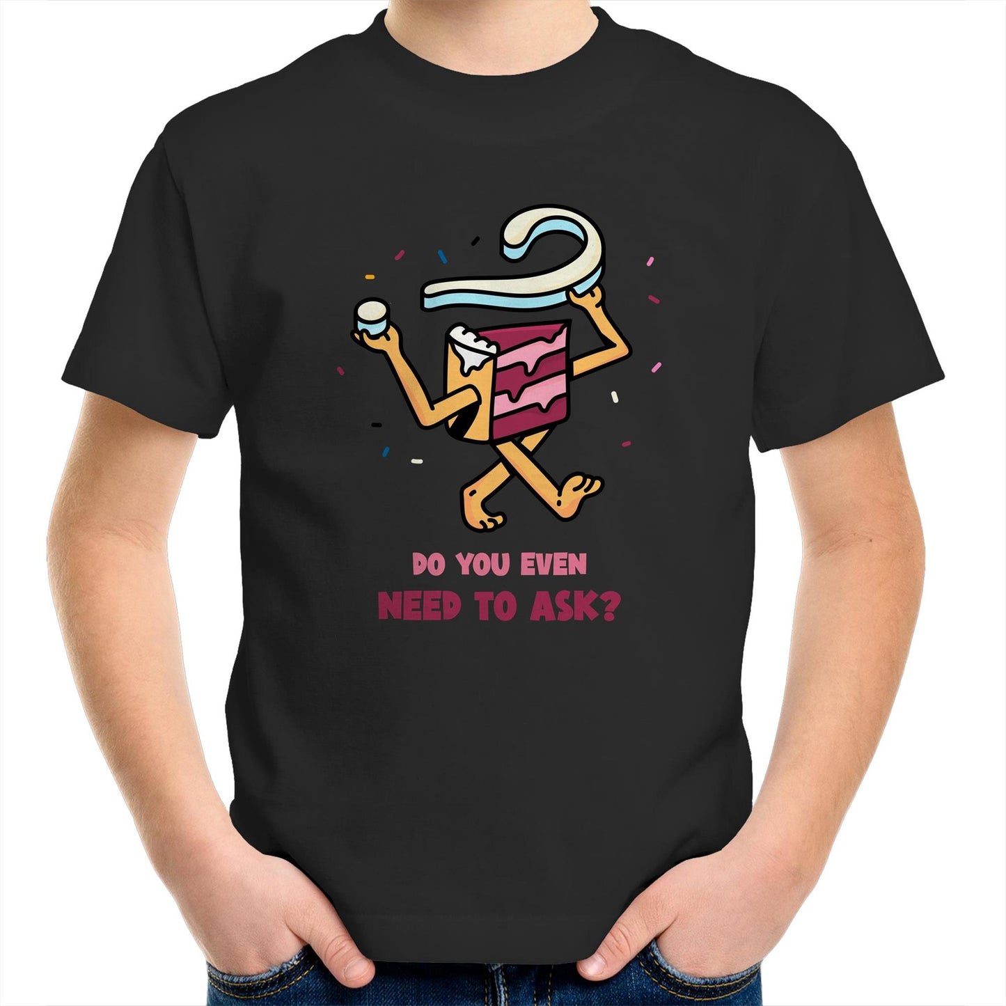 Cake, Do You Even Need To Ask - Kids Youth Crew T-Shirt Black Kids Youth T-shirt