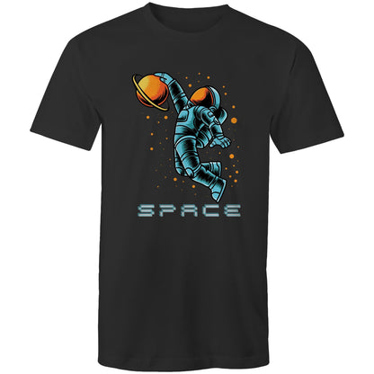 Astronaut Basketball - Mens T-Shirt Black Mens T-shirt Space