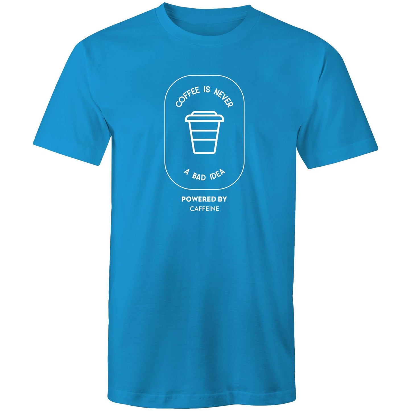 Powered By Caffeine - Mens T-Shirt Arctic Blue Mens T-shirt Coffee Mens